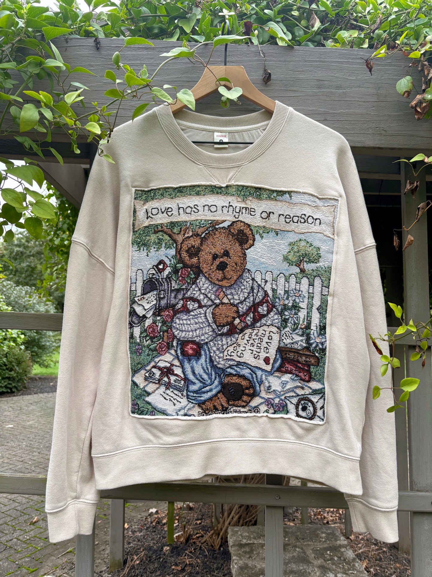 Upcycled Teddy Love Letter Crewneck 🧸💌