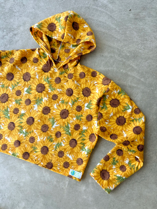 Upcycled Sunflower Blanket Cropped Hoodie