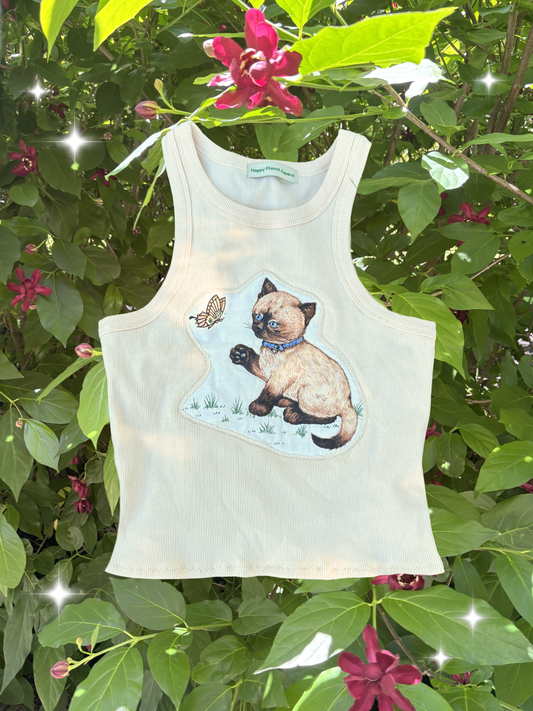 Upcycled Cat Tank Top 🐈‍⬛🦋