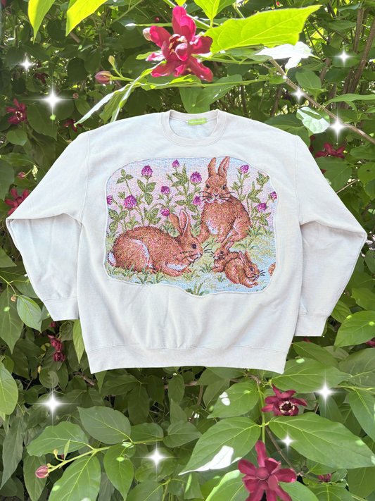 Upcycled Bunny Crewneck 💐🐇