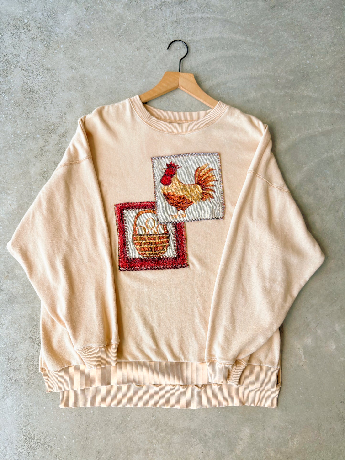 Upcycled Chicken & Eggs Crewneck