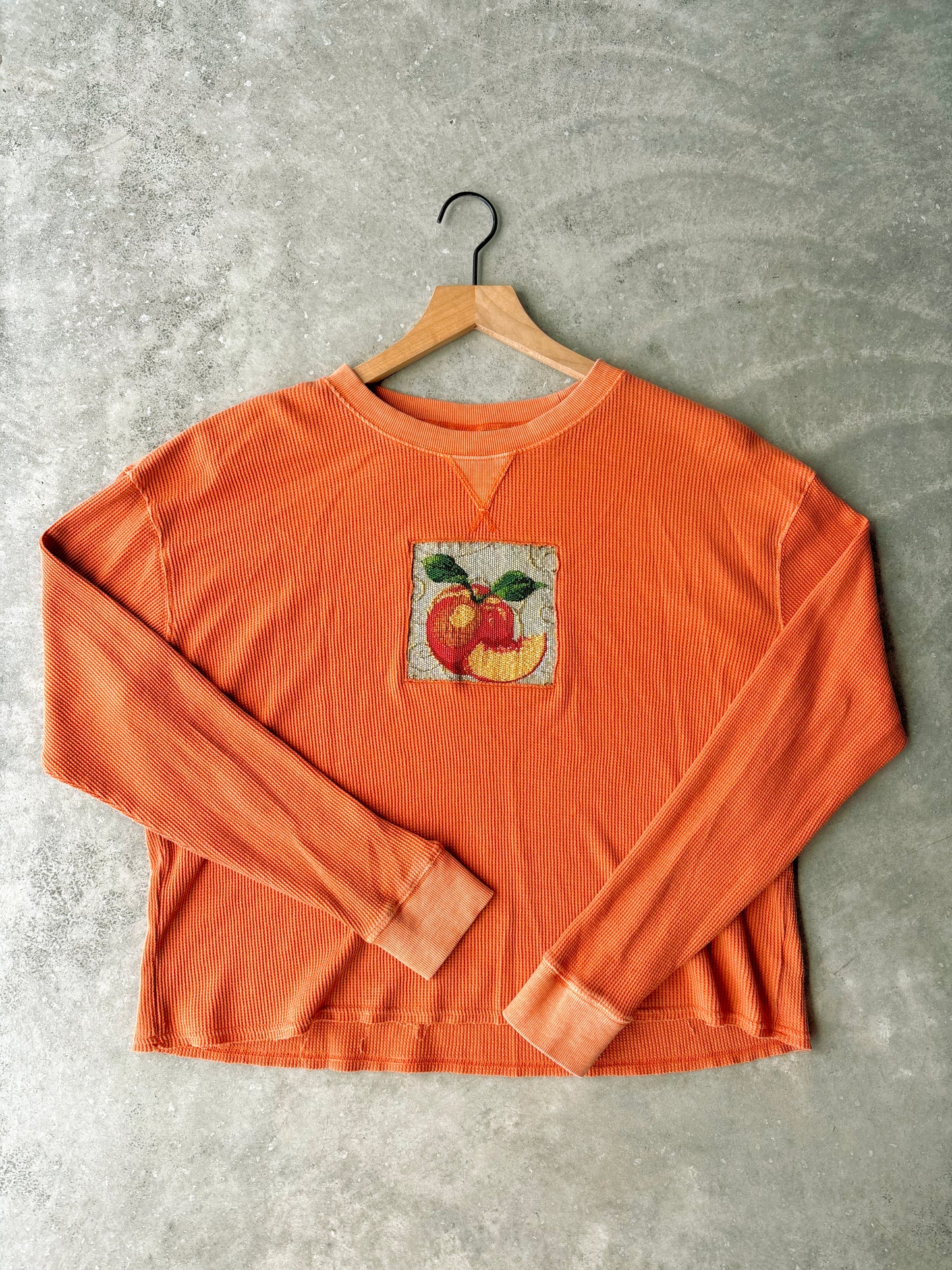 Upcycled Peach Waffle Knit Top