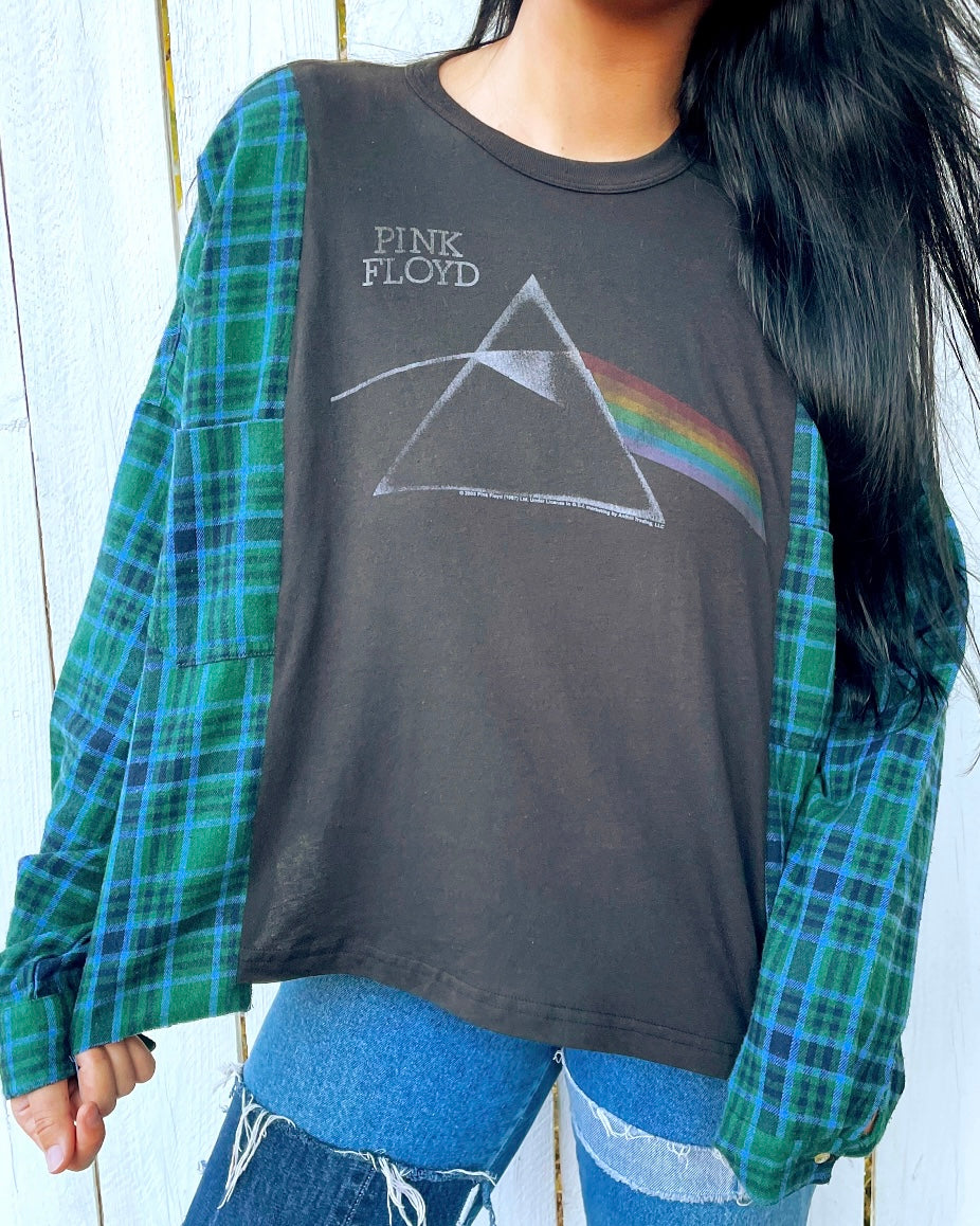 Pink Floyd Upcycled Flannel Tee