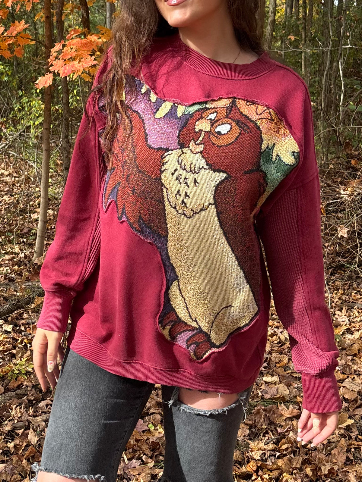 Upcycled Owl Sweater