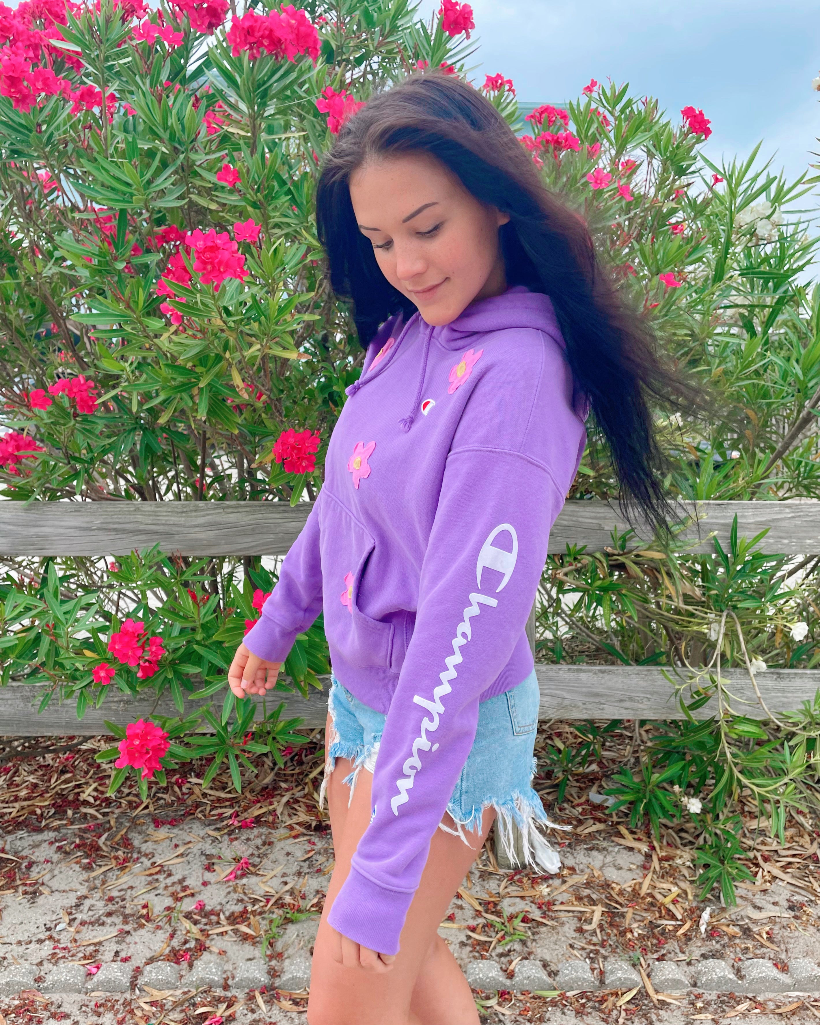 Champion sweater light purple sale flowers