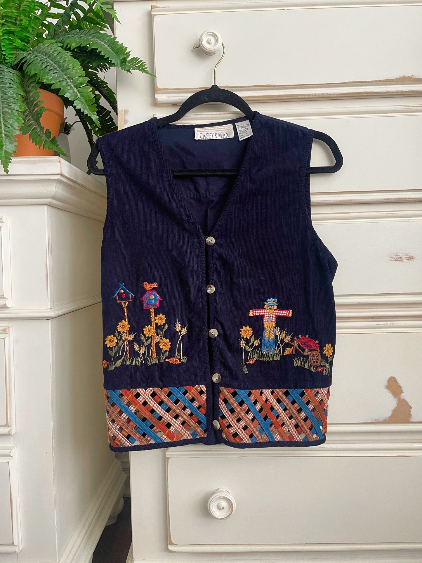 Vintage Corduroy Embroidered Vest