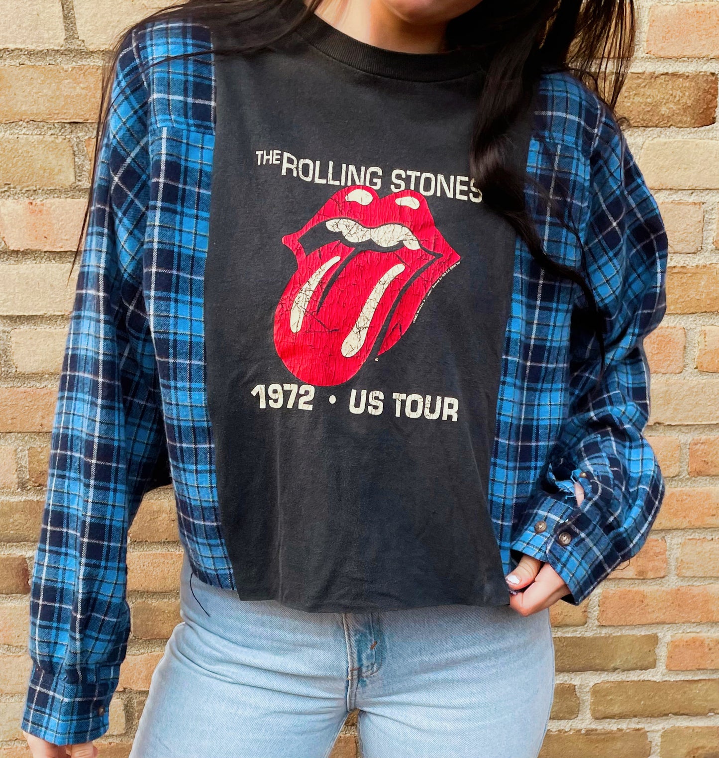 Rolling Stones Cropped Flannel Tee