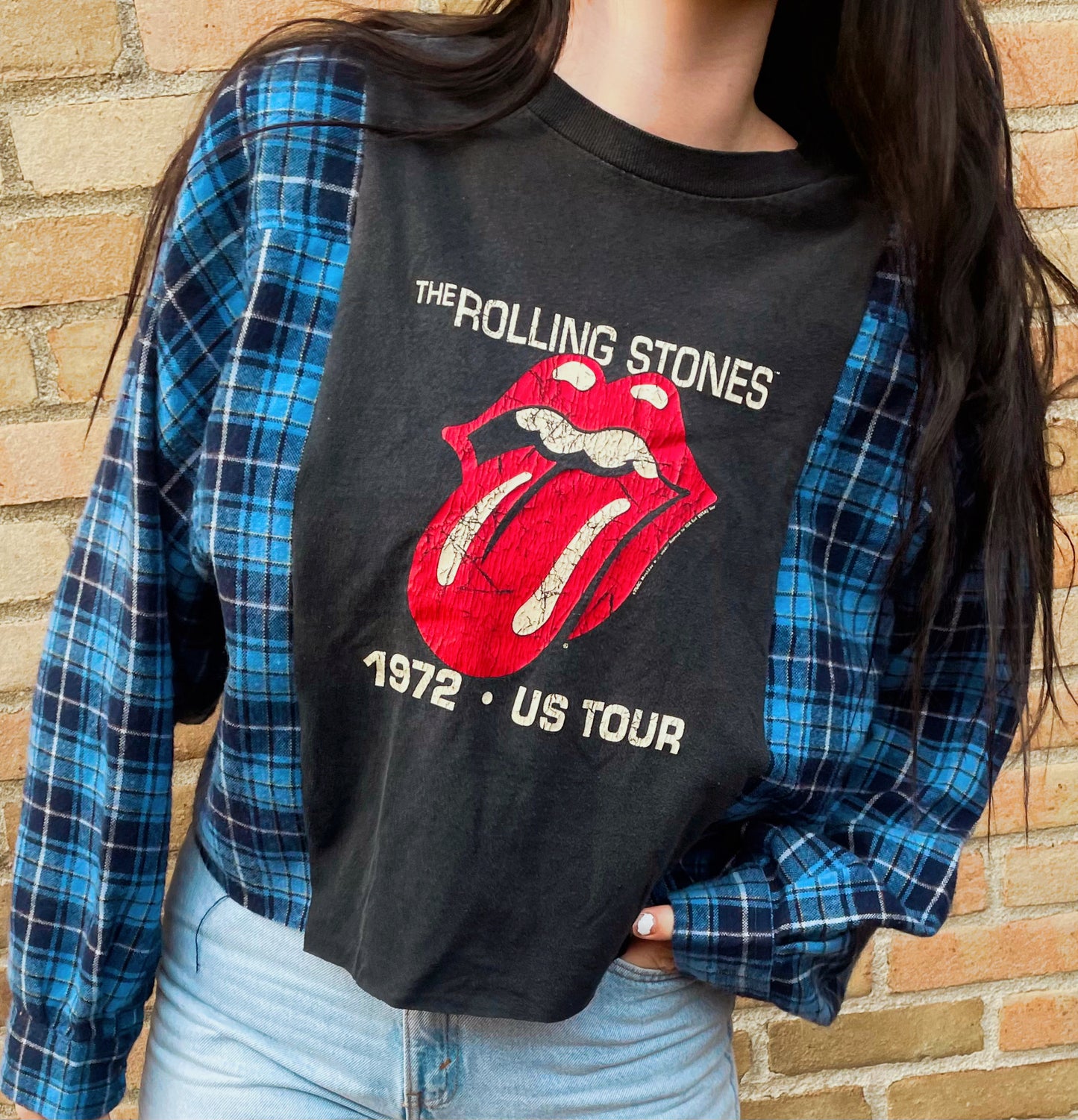 Rolling Stones Cropped Flannel Tee