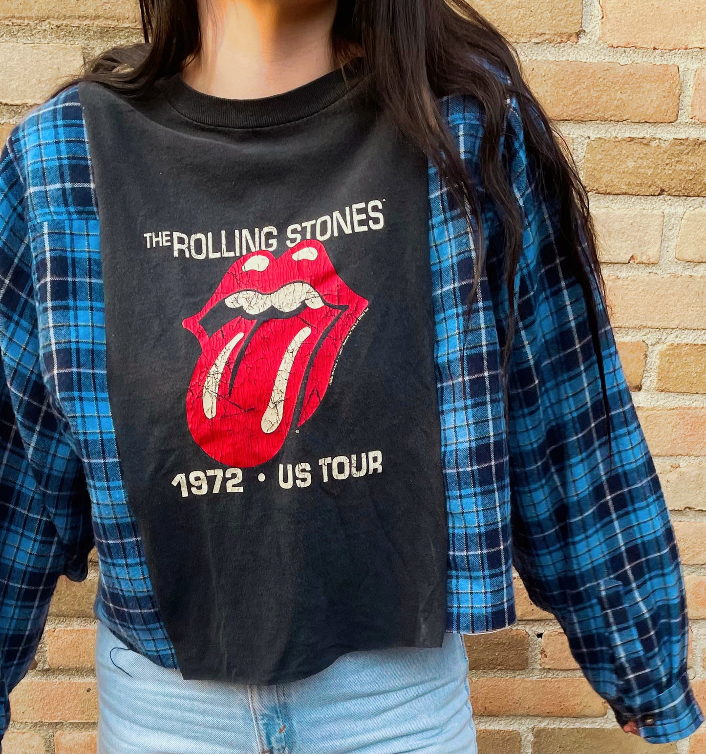 Rolling Stones Cropped Flannel Tee
