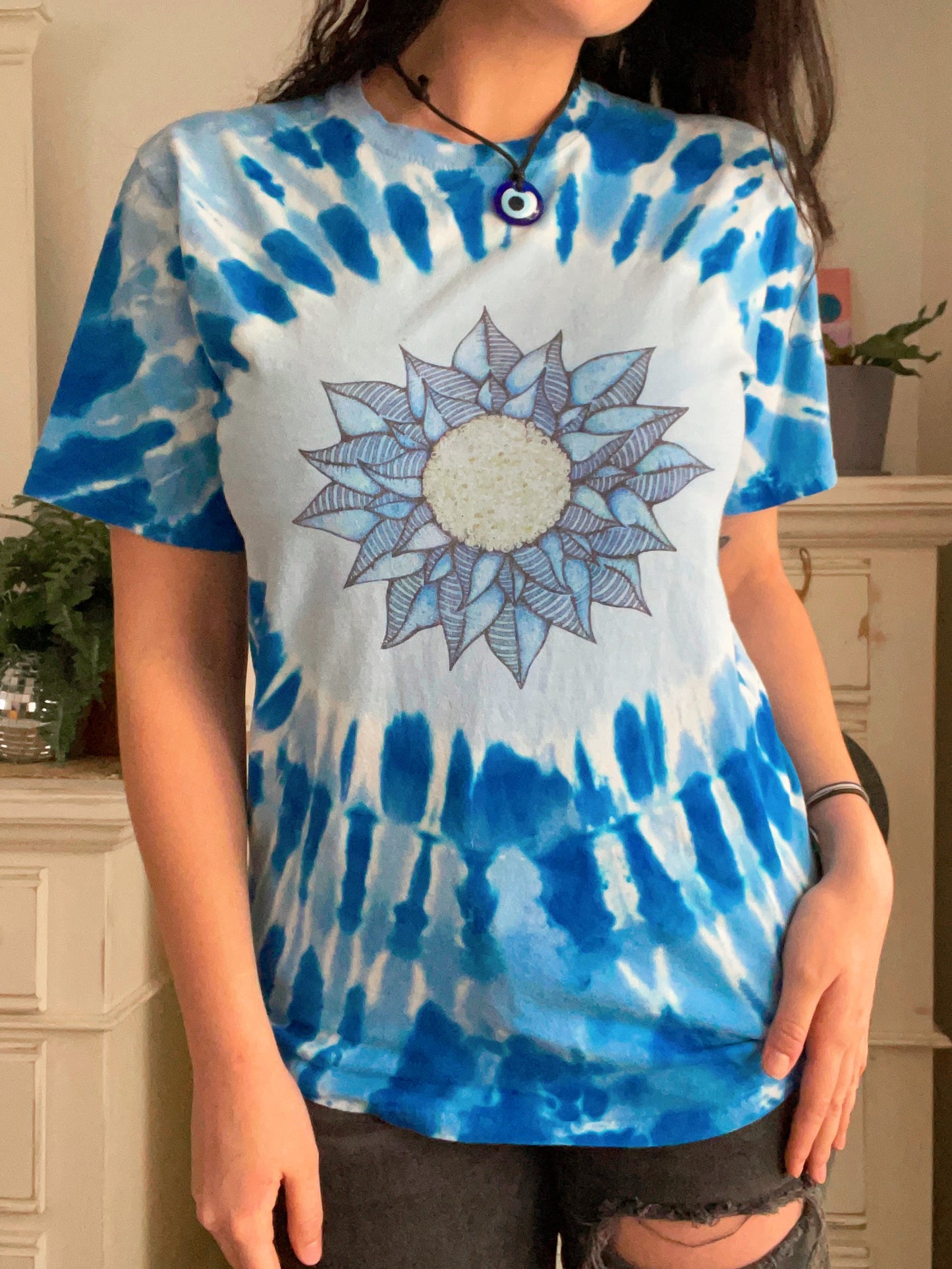 Blue Flower Tie Dye Tee