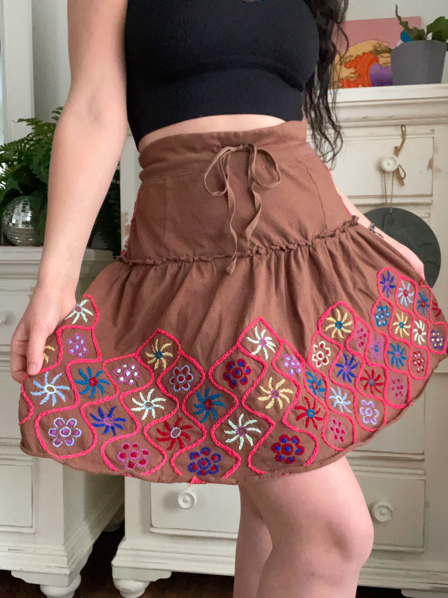 Free People Embroidered Midi Skirt