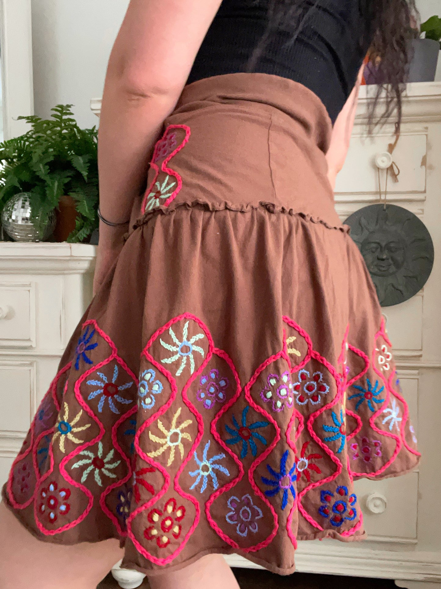 Free People Embroidered Midi Skirt