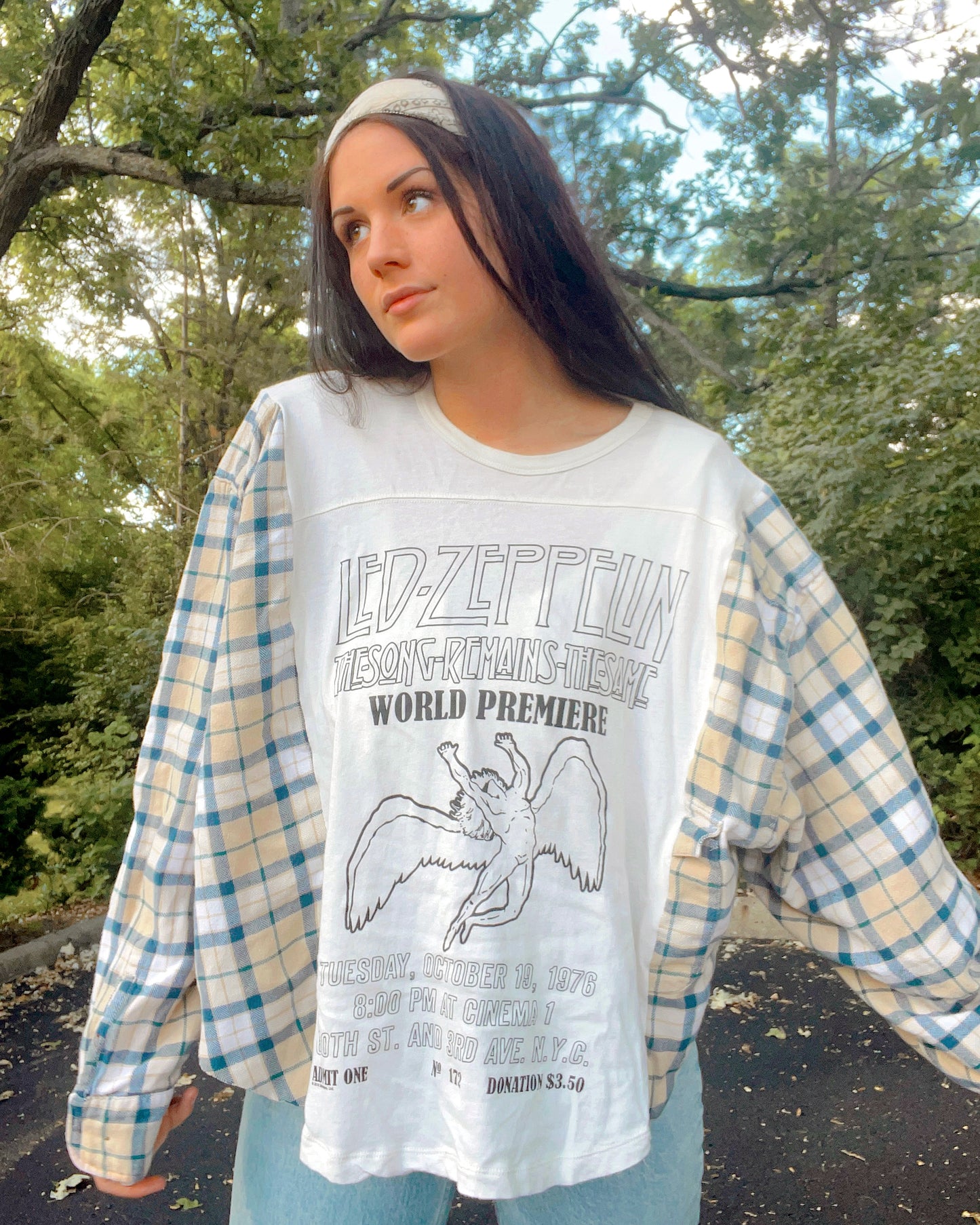 Led Zeppelin Flannel Tee Upcycle