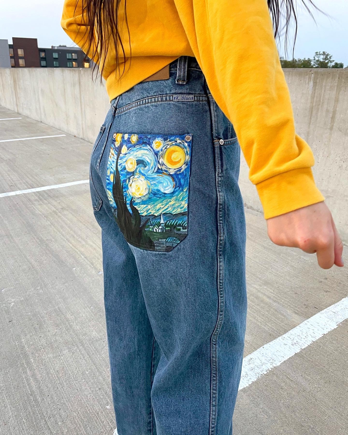 Van Gogh Starry Night Painted Jeans