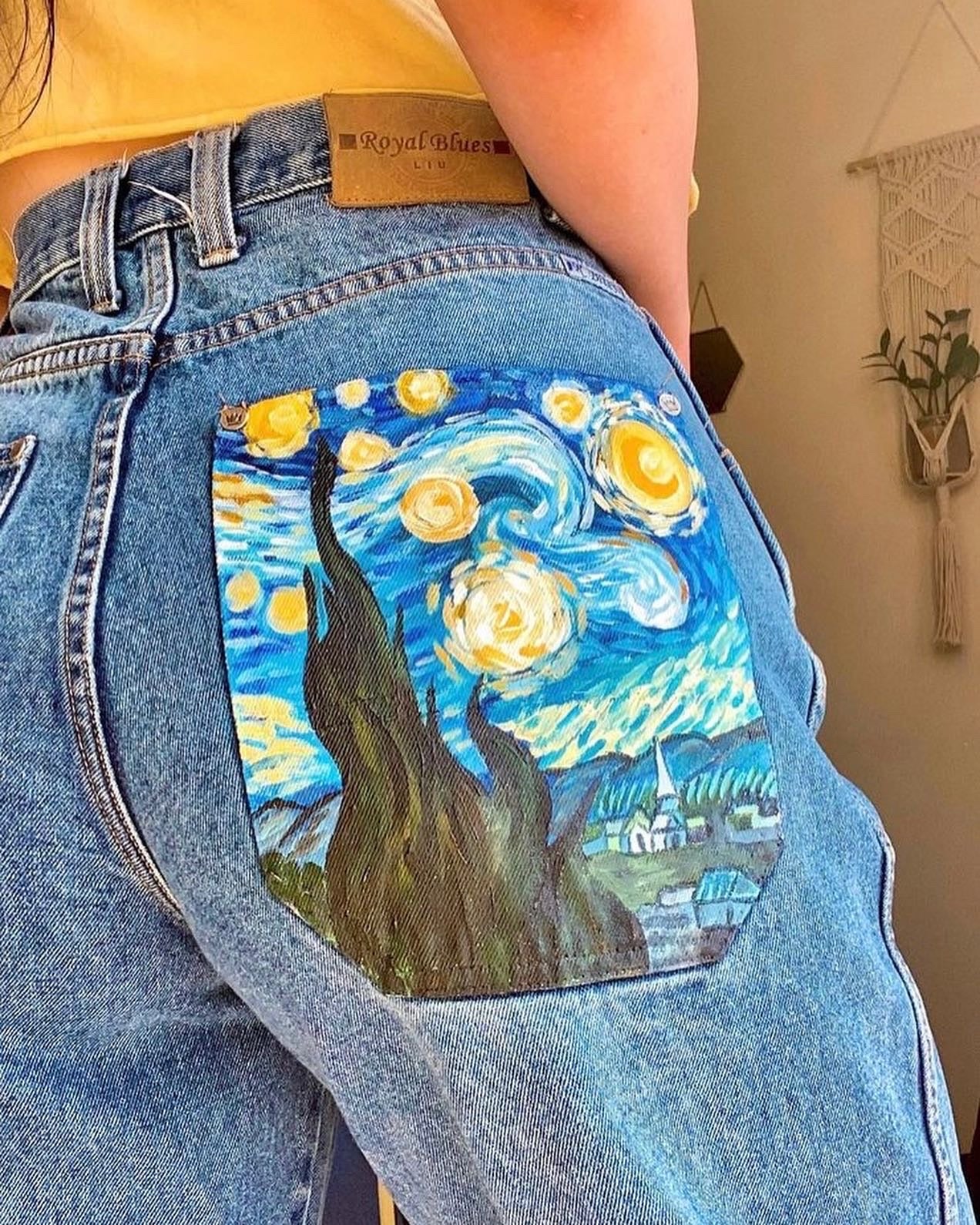 Van Gogh Starry Night Painted Jeans